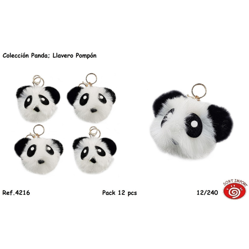LLAVERO SORT SERIE PANDA PELUCHE POMPON 4216