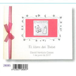 LIBRO BEBE EDICROMO DECORADO NIÑA LAZO PLACA ALUMINIO 28085