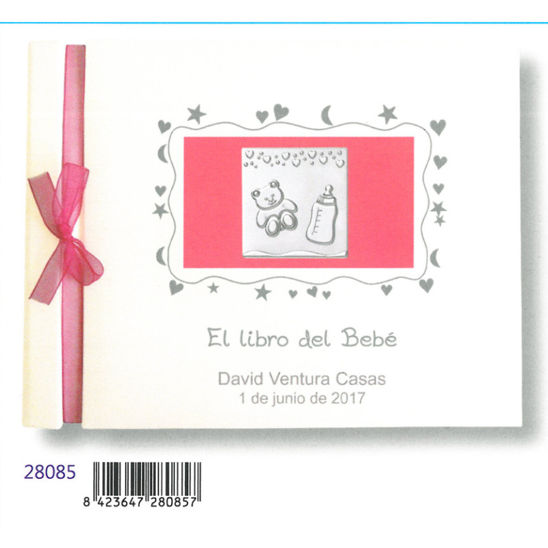 LIBRO BEBE EDICROMO DECORADO NIÑA LAZO PLACA ALUMINIO 28085