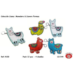 MONEDERO Y LLAVERO SORT SERIE LLAMA FORMAS 4 COLORES SURTIDOS 4100