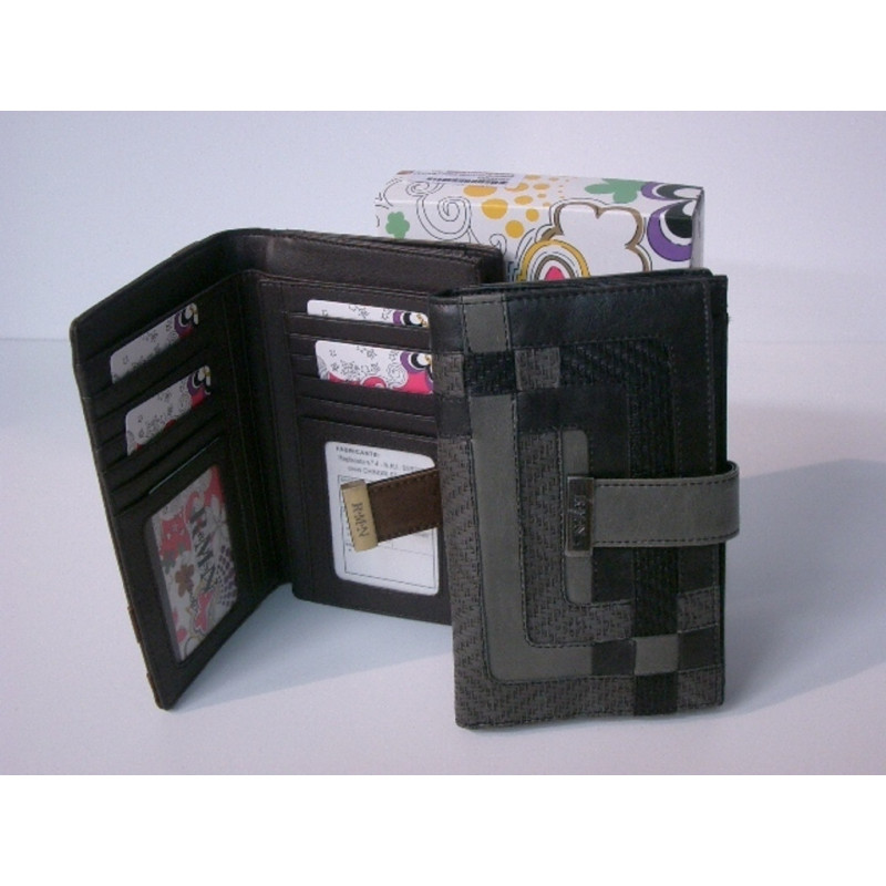 MONEDERO BILLETERO FERCHI TRENZADO PVC SEÑORA LARGO NEGRO 8940 ^