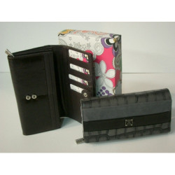 MONEDERO BILLETERO FERCHI COCO ANTE PVC SEÑORA LARGO GRIS 8960 ^