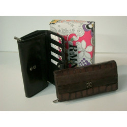MONEDERO BILLETERO FERCHI COCO ANTE PVC SEÑORA LARGO MARRON 8960 ^