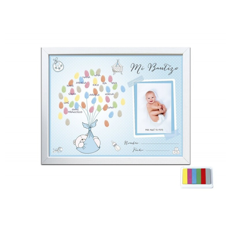 MARCO FOTOS RECUERDO BAUTIZO AZUL NIÑO A-3 HUELLA DACTILAR 41946 ARGU