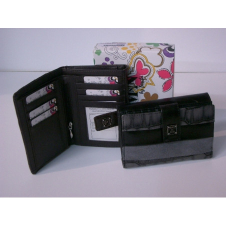 MONEDERO BILLETERO FERCHI COCO ANTE PVC SEÑORA MEDIANO GRIS 8961 ^