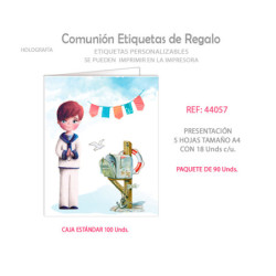 ETIQUETA DETALLE COMUNION ARGUVAL NIÑO BUZON 44057