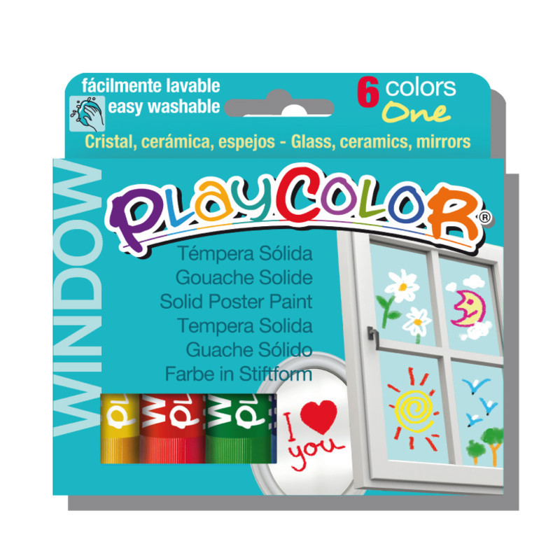 TEMPERA SOLIDA INSTANT PLAYCOLOR WINDOW ONE 6 COLORES 02001