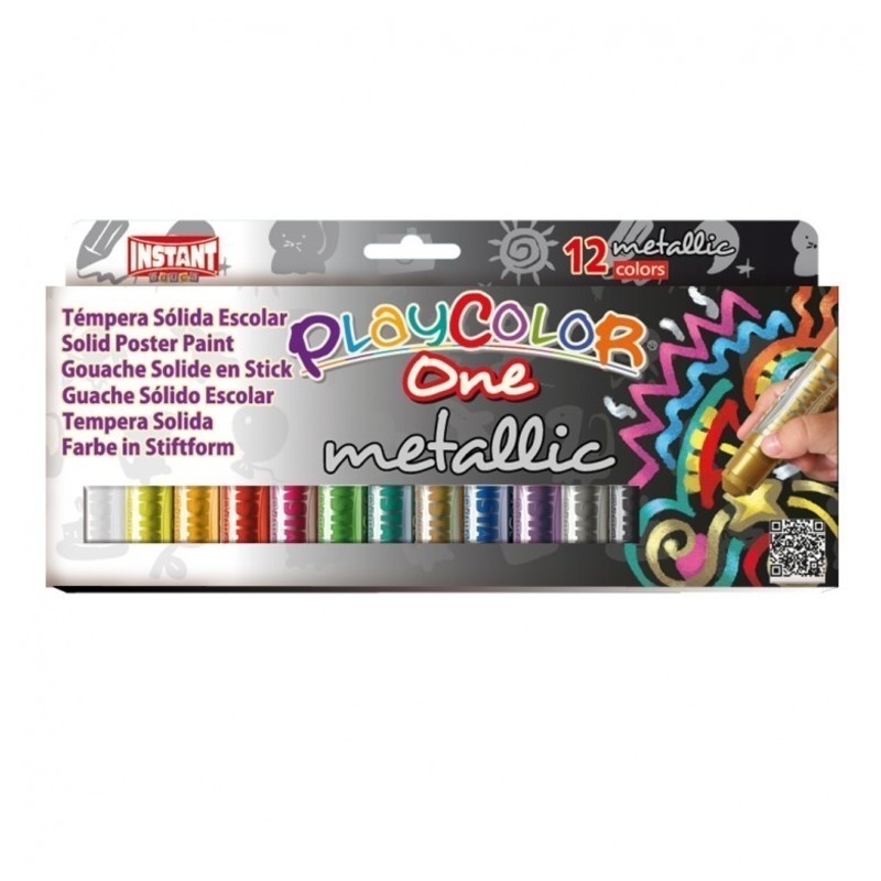 TEMPERA SOLIDA INSTANT PLAYCOLOR ONE METALLIC 12 COLORES 10121