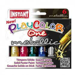 TEMPERA SOLIDA INSTANT PLAYCOLOR ONE METALLIC  6 COLORES 10321