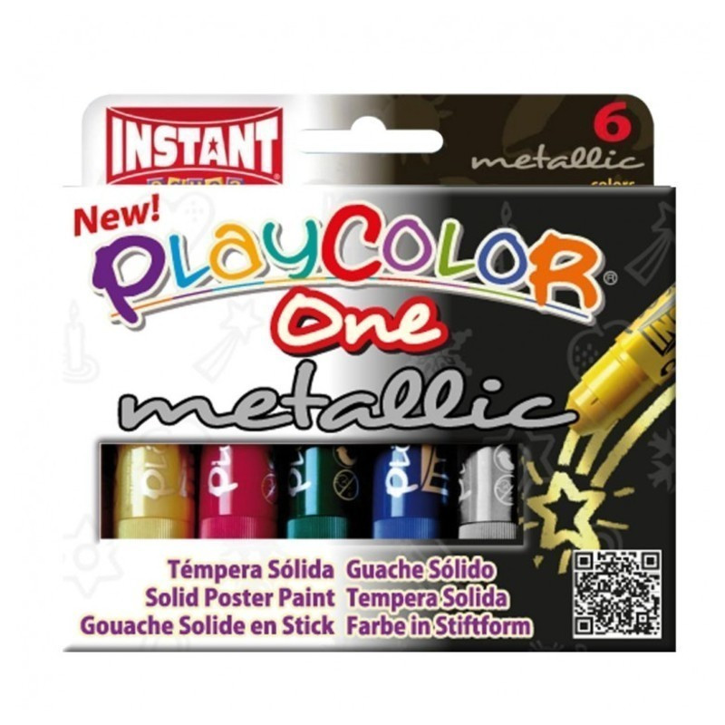 TEMPERA SOLIDA INSTANT PLAYCOLOR ONE METALLIC  6 COLORES 10321