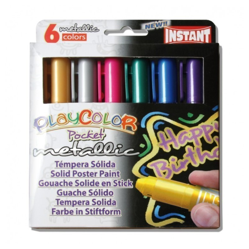 TEMPERA SOLIDA INSTANT PLAYCOLOR POCKET METALLIC  6 COLORES 10351