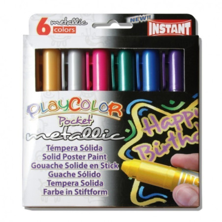 TEMPERA SOLIDA INSTANT PLAYCOLOR POCKET METALLIC  6 COLORES 10351