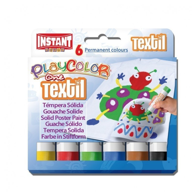 TEMPERA SOLIDA INSTANT PLAYCOLOR ONE TEXTIL  6 COLORES 10401