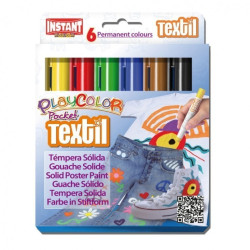 TEMPERA SOLIDA INSTANT PLAYCOLOR POCKET TEXTIL 6 COLORES 10501