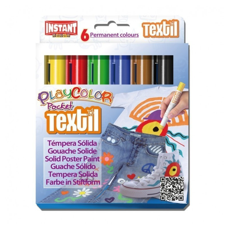 TEMPERA SOLIDA INSTANT PLAYCOLOR POCKET TEXTIL 6 COLORES 10501