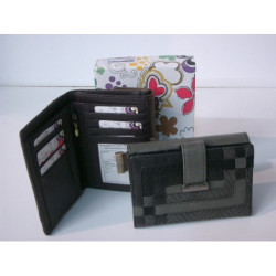 MONEDERO BILLETERO FERCHI TRENZADO PVC SEÑORA MEDIANO NEGRO 8943 ^