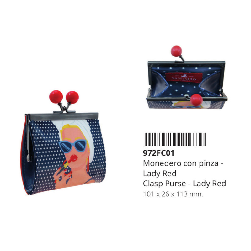 MONEDERO PINZA LADY RED SANTORO SAFTA20 ABRIL 972FC01