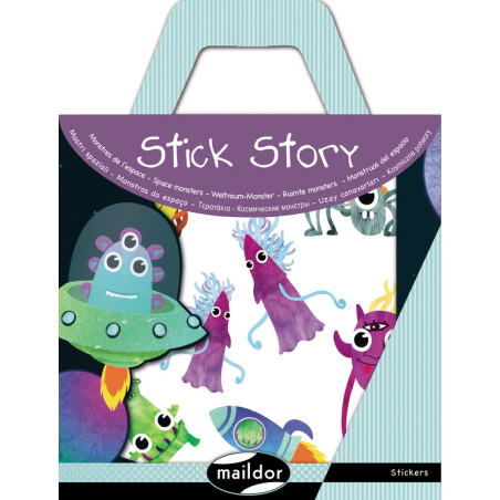 JUEGO MAILDOR STICK STORY MARCIANOS 4 HOJAS ADHESIVOS + FONDO PARA PEGAR AF009O ^