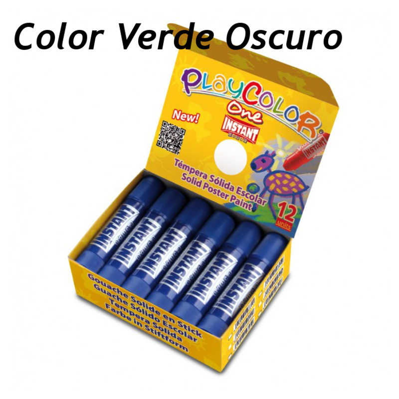 TEMPERA SOLIDA INSTANT PLAYCOLOR ONE   VERDE OSCURO C/12U 10841