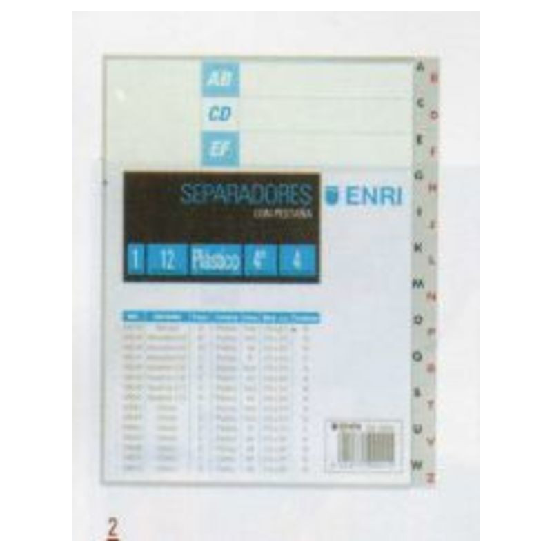 INDICE PLASTICO 8º A-Z 2T RELEPLAST