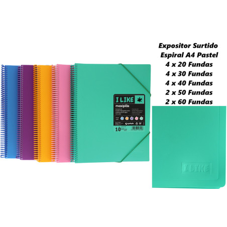 CARPETA ESCAPARATE A4 MAXIPLAS LIKE PASTEL SURTIDO 16U GRAFOPLAS 00397700