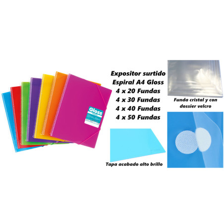 CARPETA ESCAPARATE A4 MAXIPLAS GLOSS FUNDA BRILLO EXPOSITOR 16U GRAFOPLAS 00398000