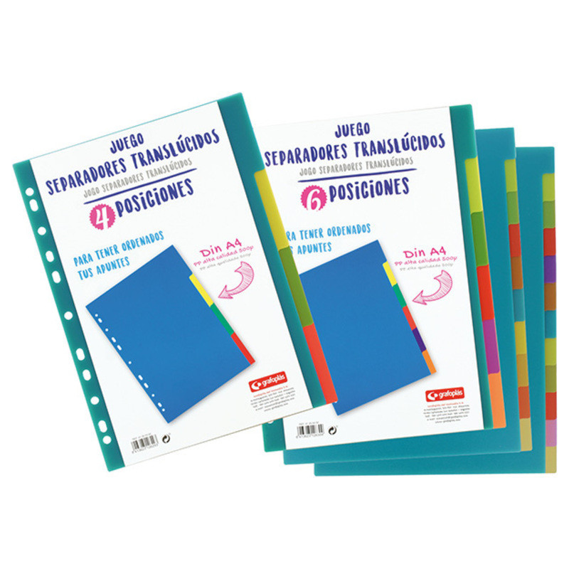 SEPARADOR A-4 PP RIGIDO 6 POSICIONES GRAFOPLAS 11T 41260400