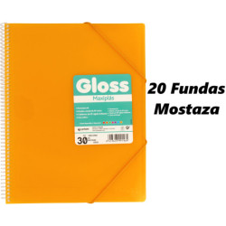 CARPETA ESCAPARATE A4 MAXIPLAS GLOSS FUNDA BRILLO 20F AMARILLO GRAFOPLAS 39832560