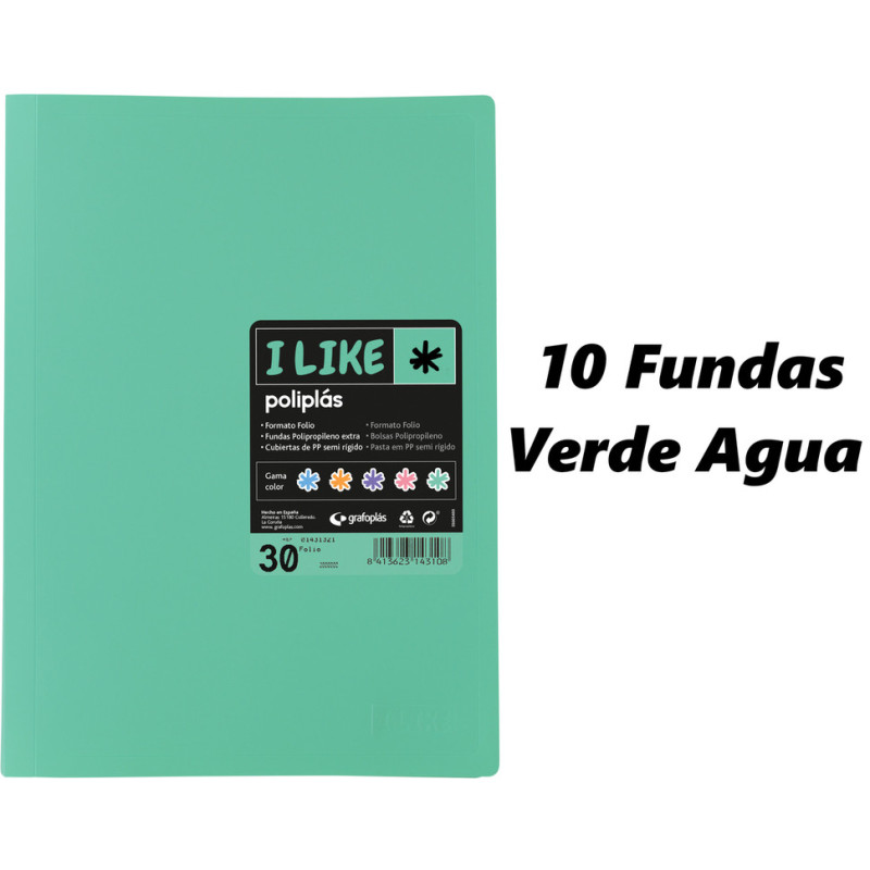 CARPETA ESCAPARATE FOLIO POLIPLAS PASTEL 10F MINT 26 GRAFOPLAS 01430026