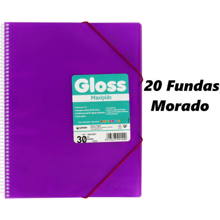 CARPETA ESCAPARATE A4 MAXIPLAS GLOSS FUNDA BRILLO 20F VIOLETA GRAFOPLAS 39832567