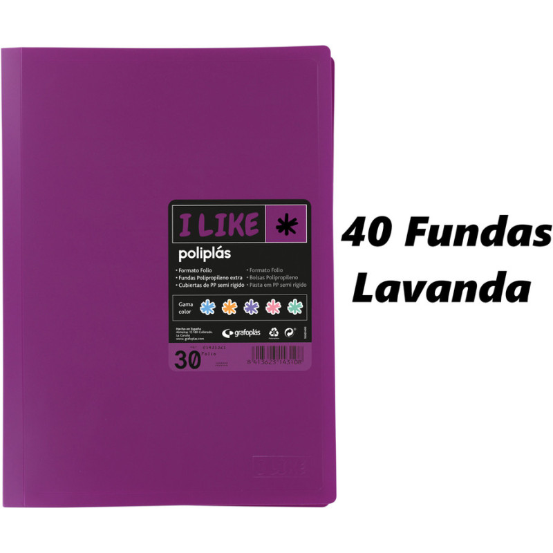CARPETA ESCAPARATE FOLIO POLIPLAS PASTEL 40F LAVANDA 69 GRAFOPLAS 01440069