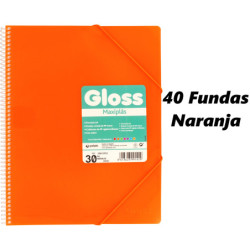 CARPETA ESCAPARATE A4 MAXIPLAS GLOSS FUNDA BRILLO 40F NARANJA GRAFOPLAS 39834552