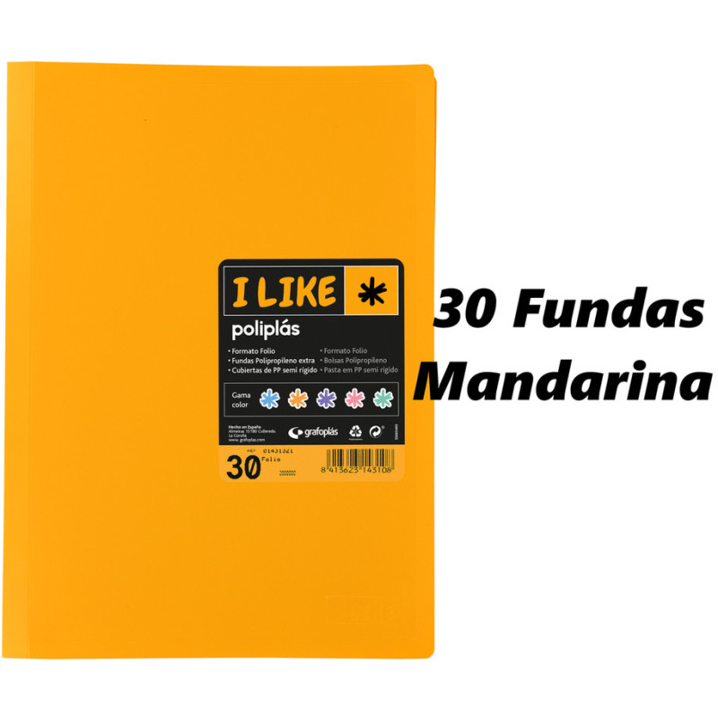 CARPETA ESCAPARATE FOLIO POLIPLAS LIKE PASTEL 30F MANDARINA 55 GRAFOPLAS 01471355