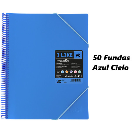 CARPETA ESCAPARATE A4 MAXIPLAS LIKE PASTEL 50F AZUL CIELO 33 GRAFOPLAS 39225033