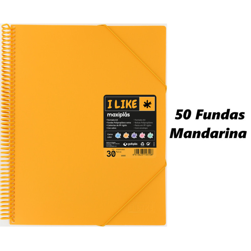 CARPETA ESCAPARATE A4 MAXIPLAS LIKE PASTEL 50F MANDARINA 55 GRAFOPLAS 39225055