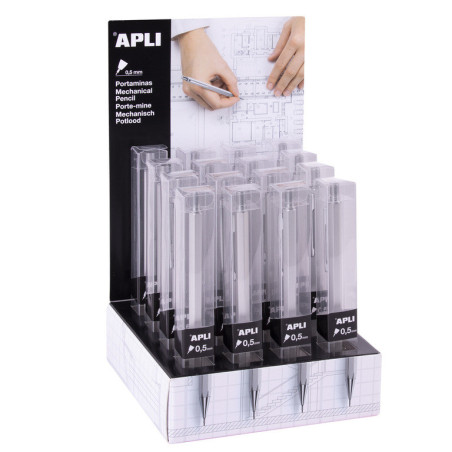 EXPOSITOR DE PORTAMINAS METALICOS EN CAJA INDIVIDUAL 0,5 MM 18514 APLI (16U)