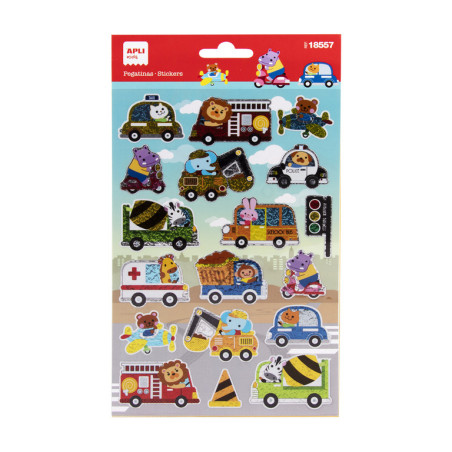 PEGATINAS ANIMALES TRANSPORTISTAS ACABADO HOLOGRAFICO 1 HOJA 18557 APLI (5U)