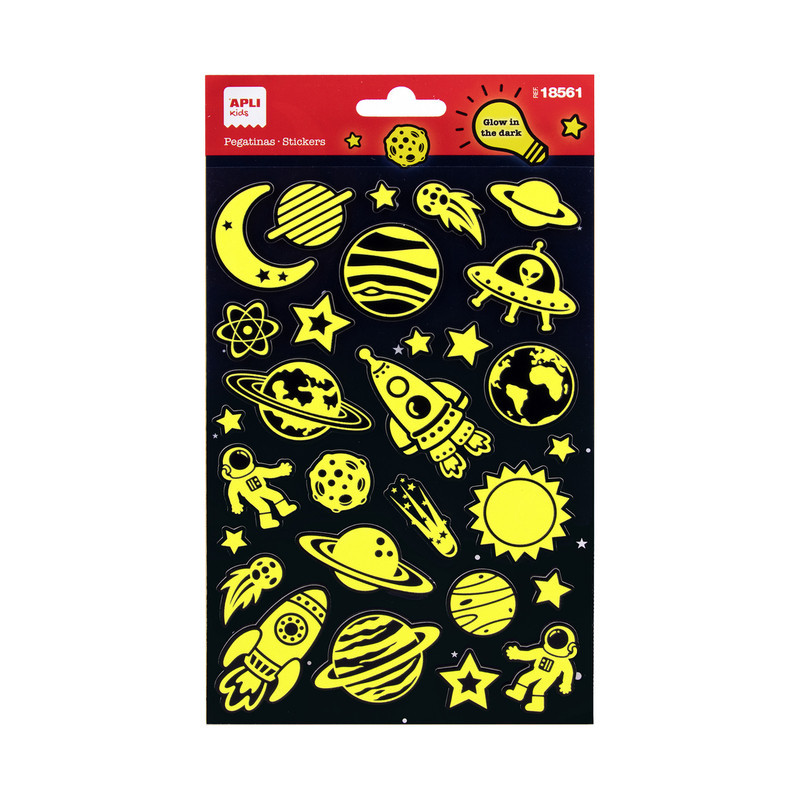 PEGATINAS ESPACIO ACABADO LUMINISCENTE 1 HOJA 18561 APLI (5U)