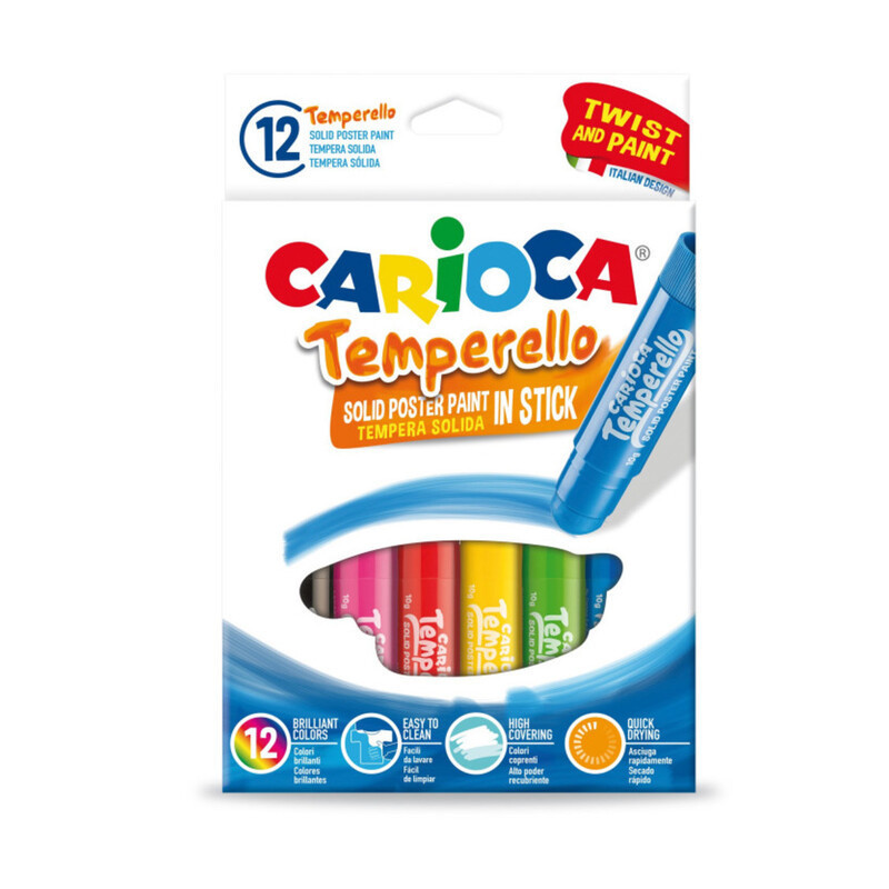 TEMPERA SOLIDA CARIOCA TEMPERELLO 12 COLORES UNIDAD 42738