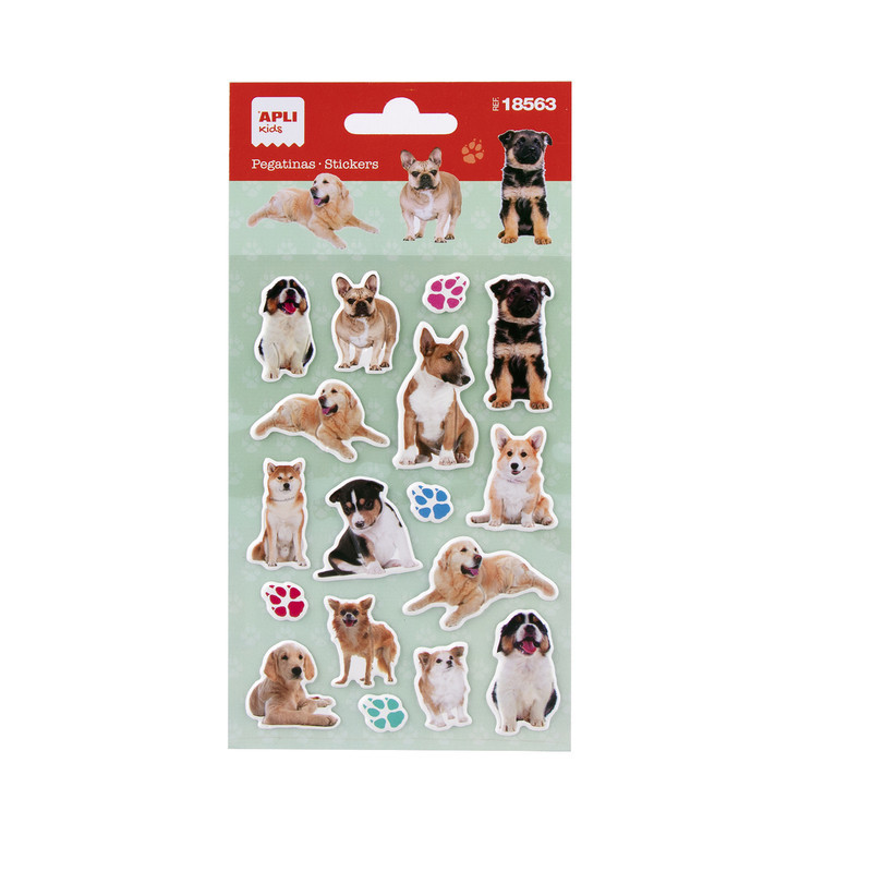 PEGATINAS ANIMALES REALISTAS PERROS 1 HOJA 18563 APLI (5U)