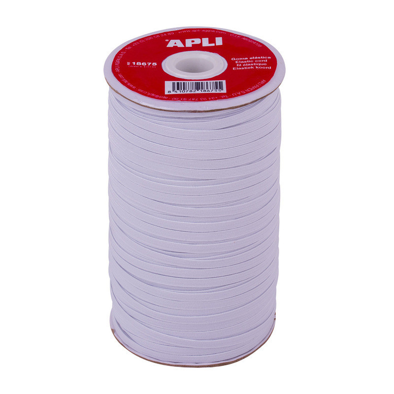 BOBINA DE CUERDA ELASTICA PLANA BLANCA 5 MM * 100 M 18675 APLI (1U)