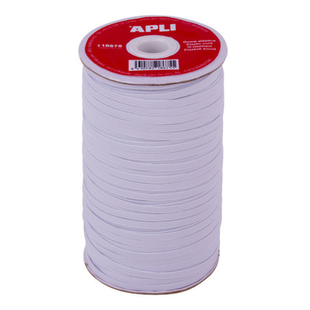 BOBINA DE CUERDA ELASTICA PLANA BLANCA 5 MM * 100 M 18675 APLI (1U)