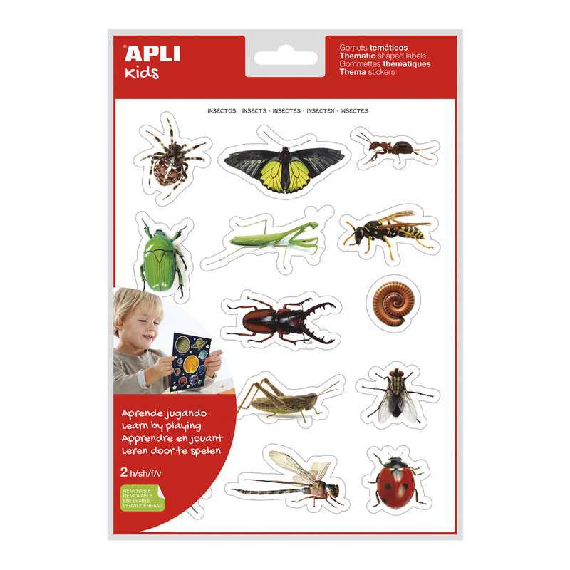 BOLSA GOMETS TEMATICOS REALISTAS INSECTOS 2 HOJAS 18731 APLI (5U)