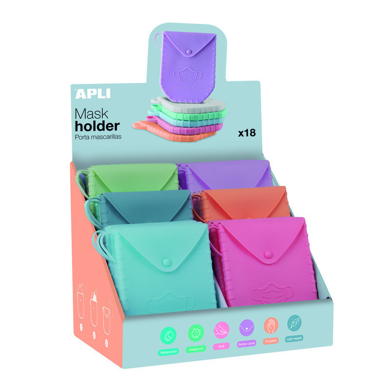 PORTAMASCARILLA APLI SILICONA COLORES PASTEL 6 COLORES EXPOSITOR 18 UNIDADES 18826