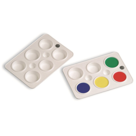 PALETA PINTURA PLASTICO RECTANGULAR 6 DPTOS. GRANDES 22X15CM FAIBO 763