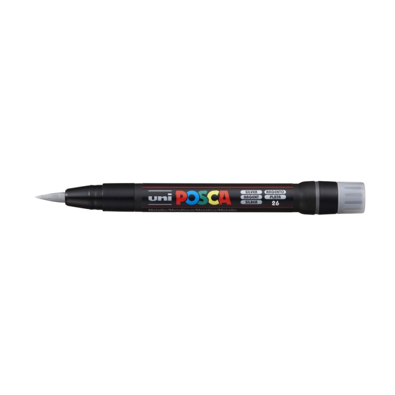 MARCADOR UNI-BALL POSCA PCF-350 PUNTA PINCEL PLATA -26-