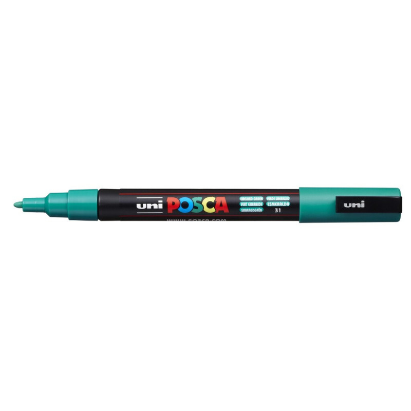 MARCADOR UNI-BALL POSCA PC-3M PUNTA REDONDA 0,9-1,3MM VERDE ESMERALDA -31-