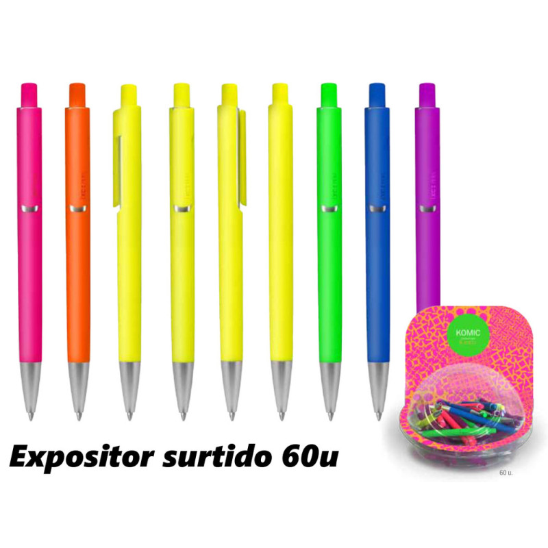 BOLIGRAFO INOXCROM KOMIC SURTIDO BOL PECERA 60U 701369