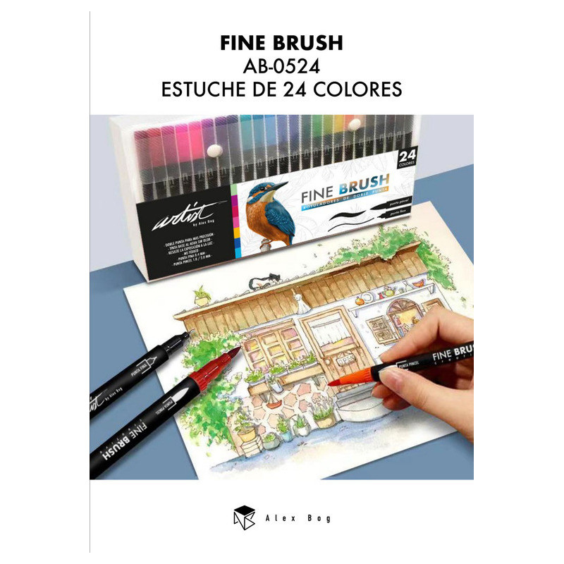 24 ROTULADORES FINE BRUSH GAMA CREATIVE 2 PUNTAS ALEX BOG AB-0524