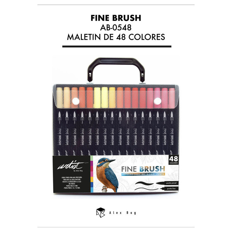 ROTULADOR PROFESIONAL DOBLE PUNTA PINCEL / 0,4MM 48 COLORES SURTIDOS AB-0548